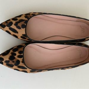 J Crew Pointed-toe flats in leopard calf hair size 10